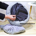 Calming Plush Pet Bed with Pillow for Small to Medium Dogs and Cats, Round Cozy Cuddler Bed, Washable Thickened Kennel Mat for Puppy Sleeping, Size S 40CM