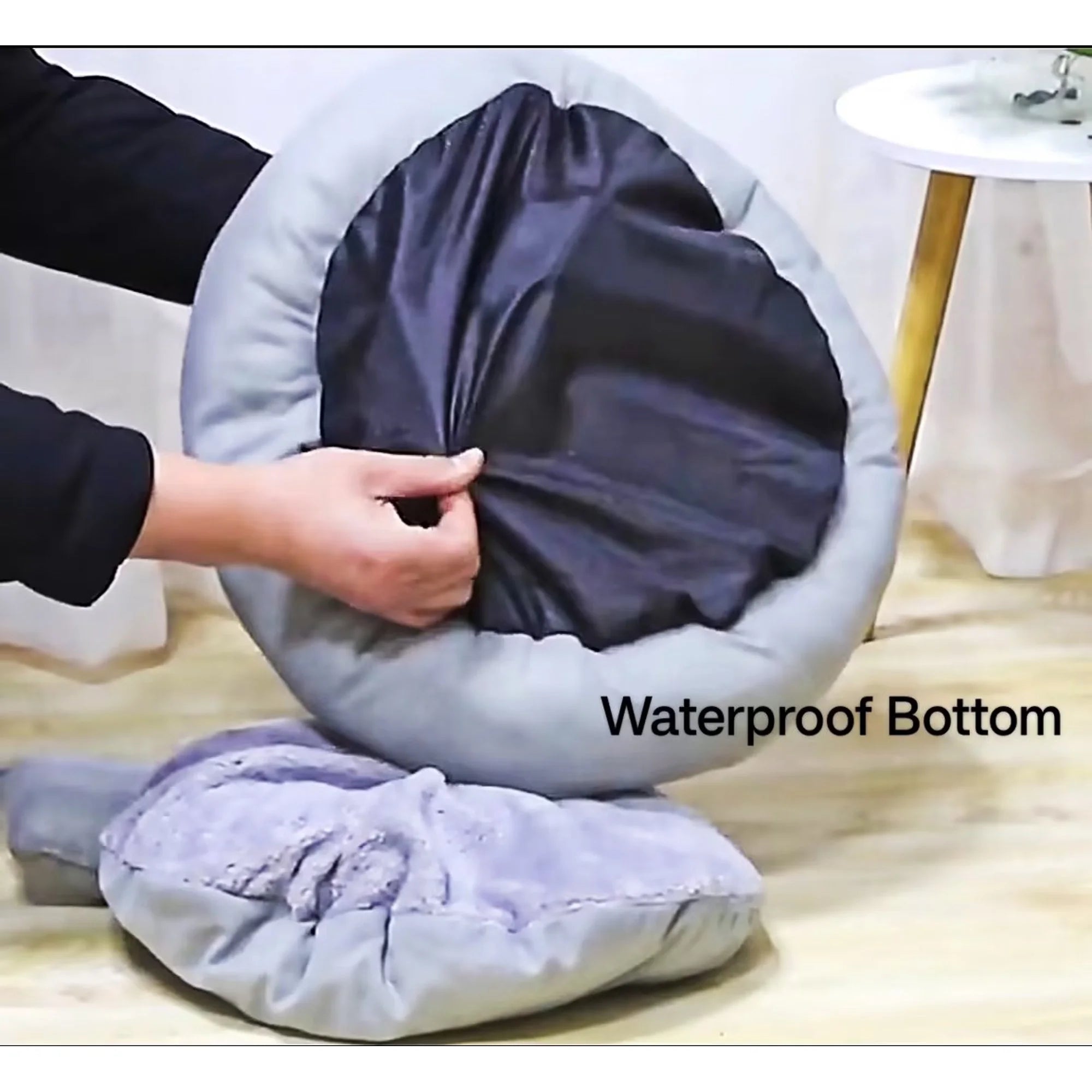 Calming Plush Pet Bed with Pillow for Small to Medium Dogs and Cats, Round Cozy Cuddler Bed, Washable Thickened Kennel Mat for Puppy Sleeping, Size S 40CM