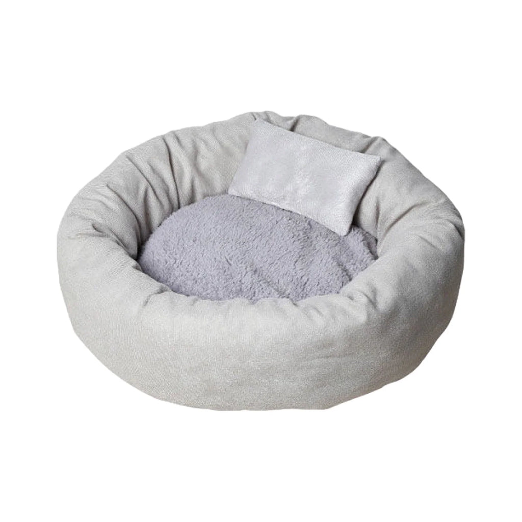Calming Plush Pet Bed with Pillow for Small to Medium Dogs and Cats, Round Cozy Cuddler Bed, Washable Thickened Kennel Mat for Puppy Sleeping, Size S 40CM