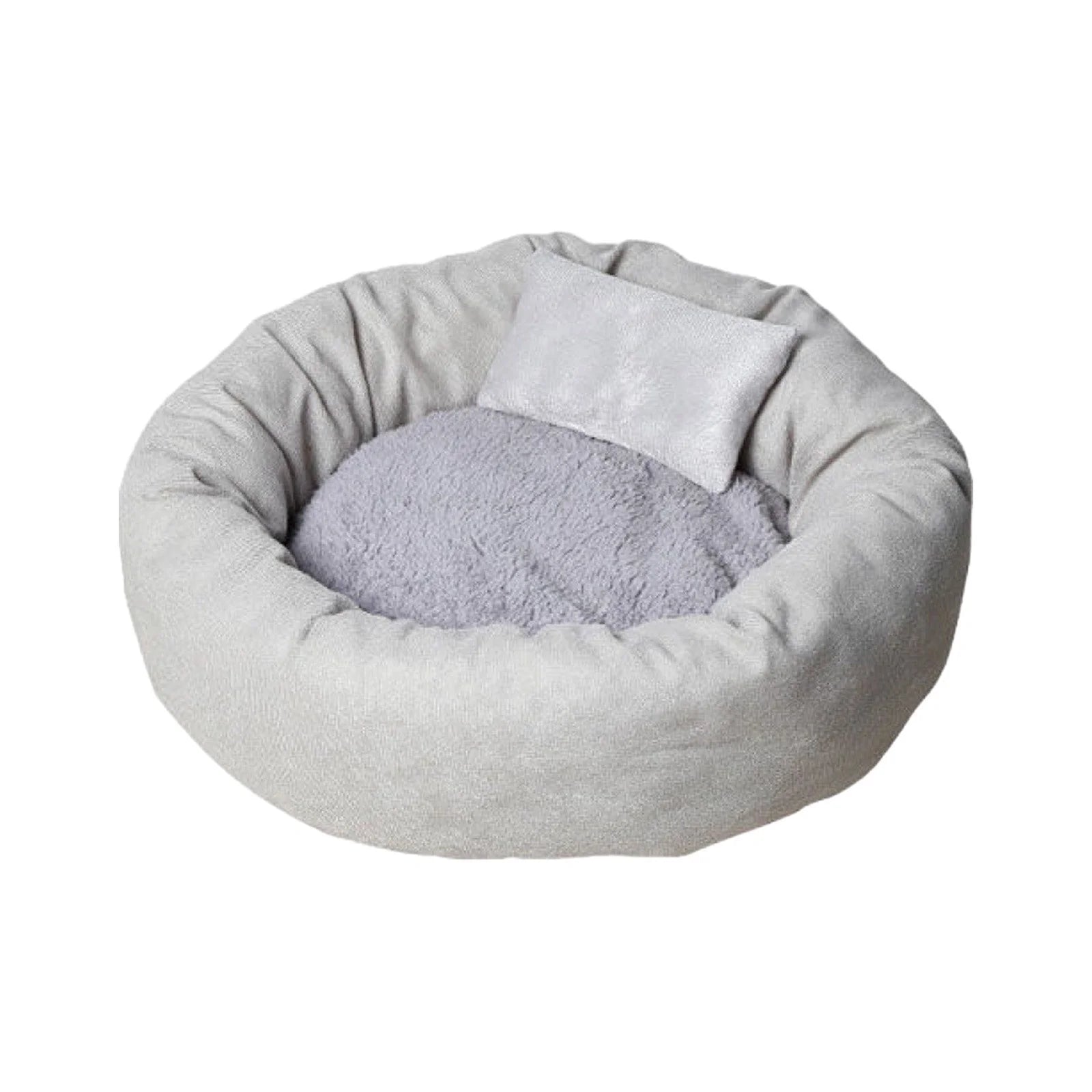 Calming Plush Pet Bed with Pillow for Small to Medium Dogs and Cats, Round Cozy Cuddler Bed, Washable Thickened Kennel Mat for Puppy Sleeping, Size S 40CM