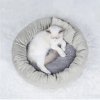 Calming Plush Pet Bed with Pillow for Small to Medium Dogs and Cats, Round Cozy Cuddler Bed, Washable Thickened Kennel Mat for Puppy Sleeping, Size S 40CM